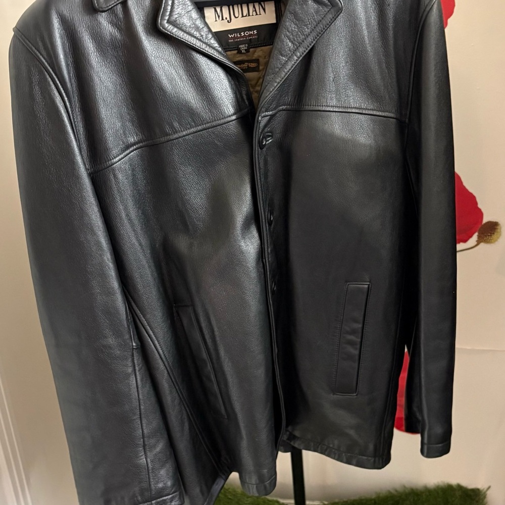 Vintage Wilson’s Black Leather Jacket for Men (XL)